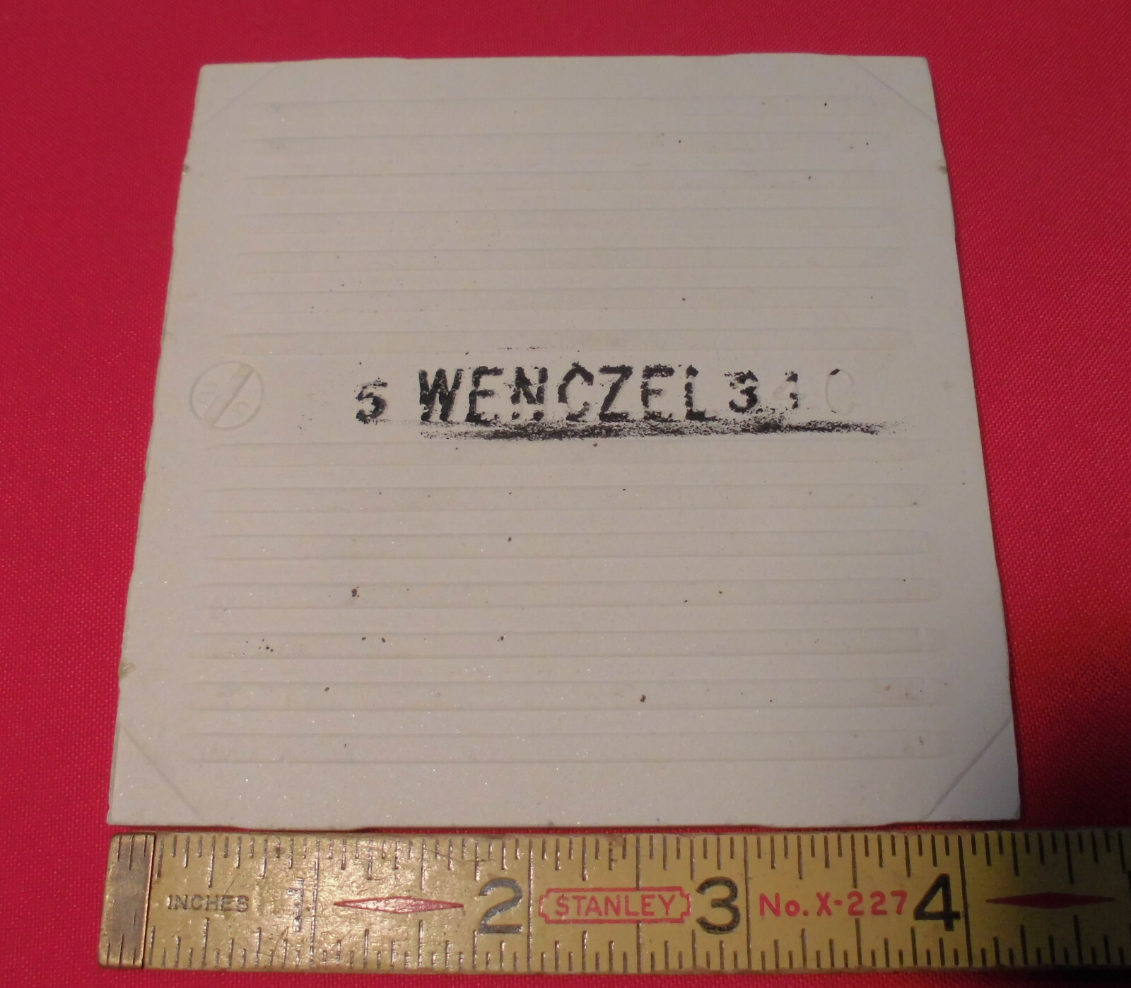 1 pc. *Avocado-Olive-Green* Glossy Ceramic Tile; Wenczel Co. 4-5/16″- 4-3/8″