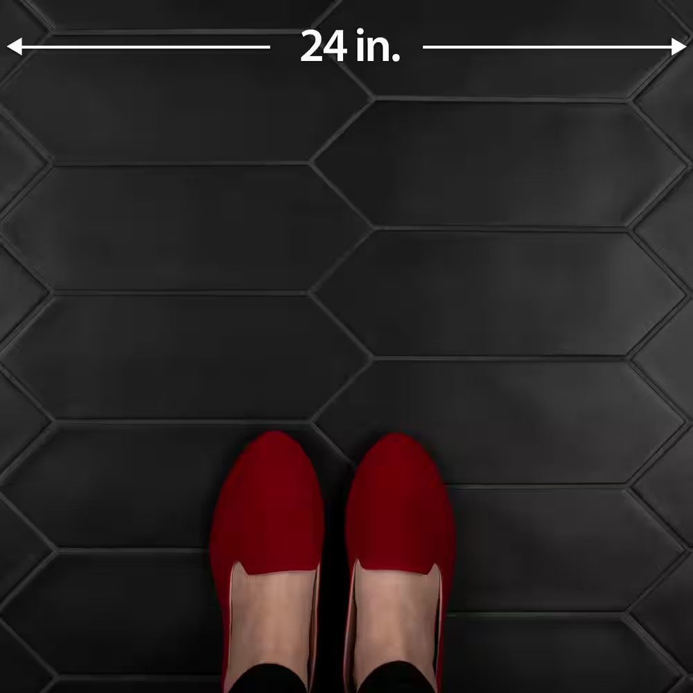 Kite Black 3-7/8 In. X 11-3/4 In. Porcelain Floor and Wall Tile (11.2 Sq. Ft./Ca