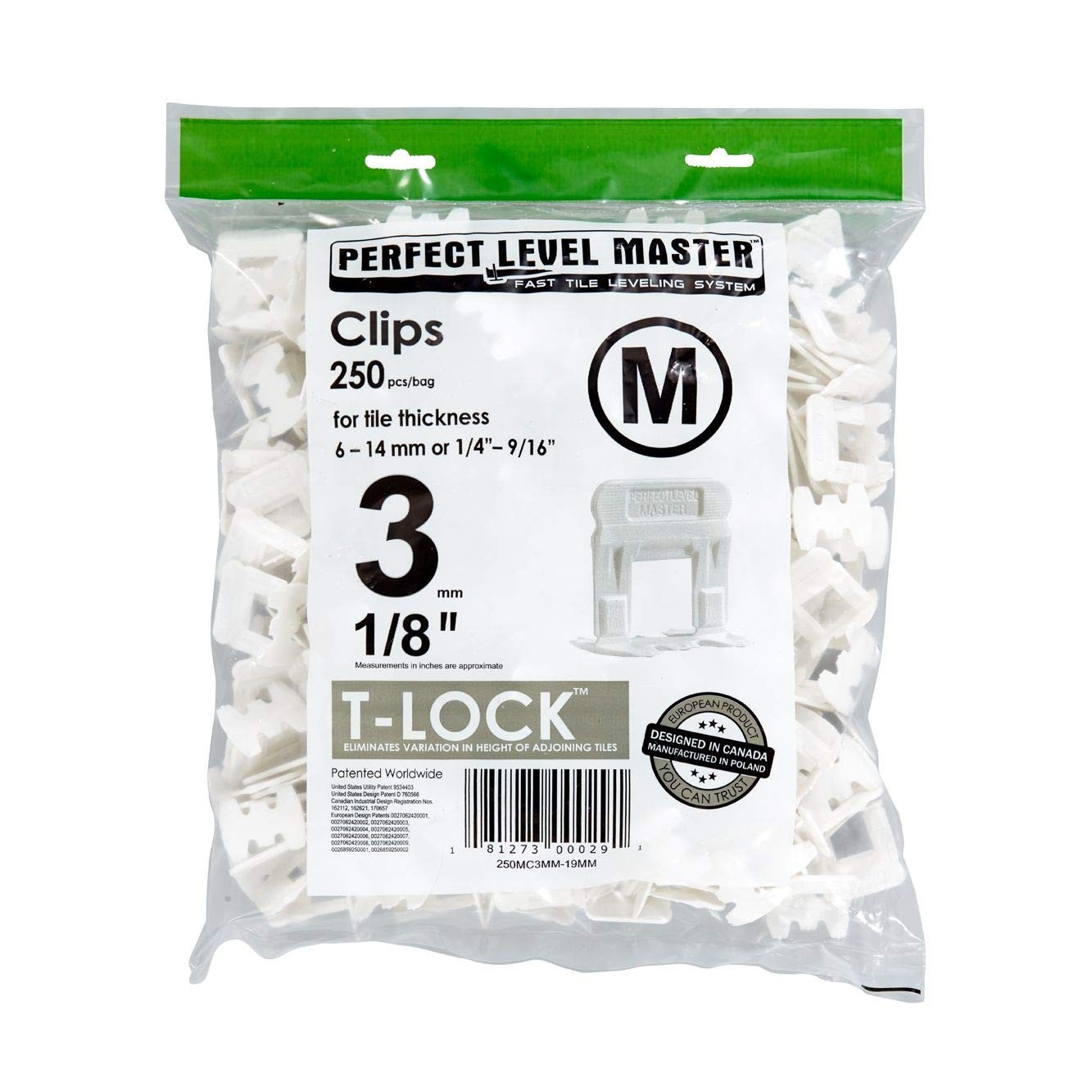 Tile Leveling System 1/8″ Spacers – 250 Clips, Red Wedges Sold Separately