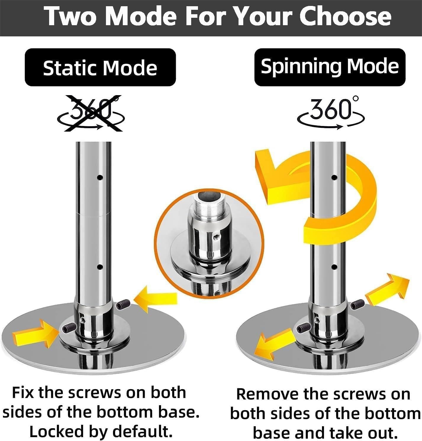 PRIOR FITNESS Permanent Fixed Dance Pole Kit, Professional 45mm Silver