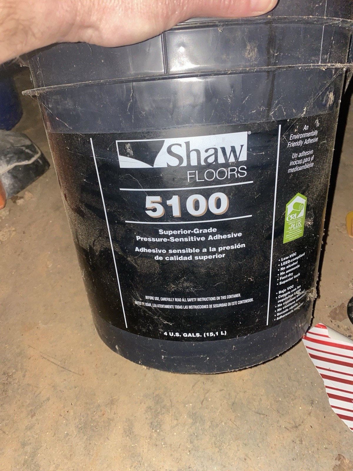 Shaw Floors 5100 Pressure-Sensitive Adhesive Black 4 Gallon Low VOC Eco-Friendly