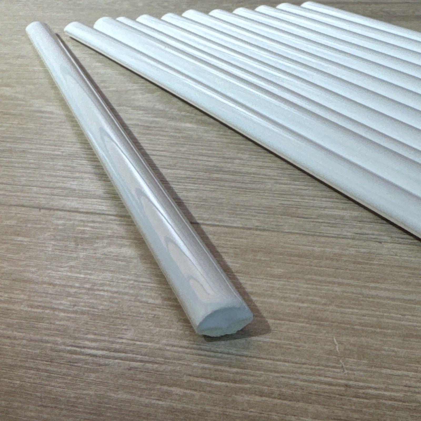 12)LuxeCraft Arctic White Glossy 1/2 in. x 12 in. Glazed Ceramic Jolly Tile Trim