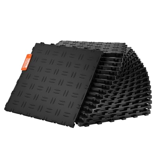 Garage Floor Tiles 12 x 12 x 0.53 inch, Interlocking Design 50 Pack Tile Black