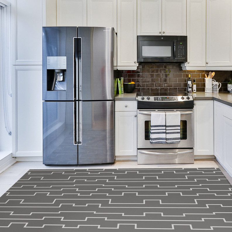Modern Key’ Striped Non-Slip Indoor/Outdoor Rug Blue 30″ x 96″