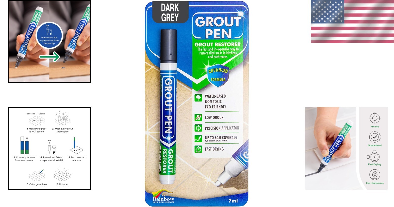 Transform Grubby Grout with Dark Grey Paint Marker – 7mL for Easy Touch-Ups