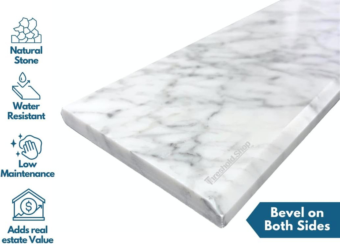 Italian Carrara Honed Marble Double Bevel Threshold 4″x30″ – Elegant Finish