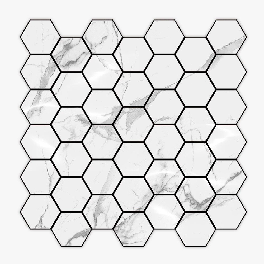 40PCS Peel and Stick Backsplash Kitchen, Self-Adhesive Tile Hexagon Mosaic Tile