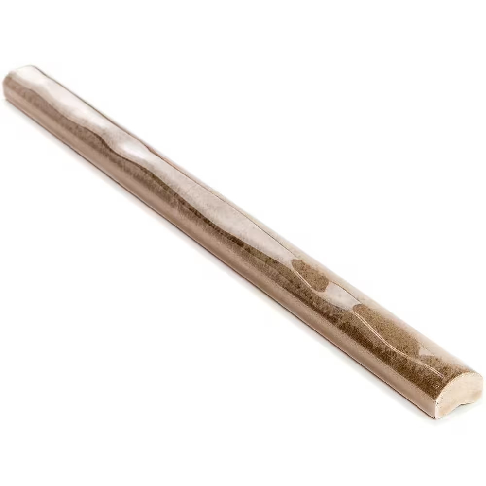 Moze Taupe 0.75 In. X 12 In. Ceramic Pencil Liner Trim Wall Tile