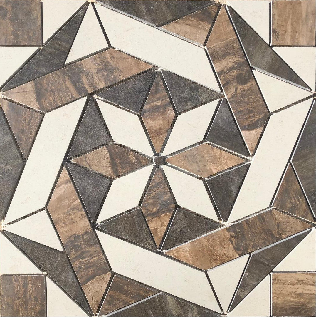 22 1/4″ x 22 1/4″ Porcelain Tile Medallion Accent Mosaic (A1)
