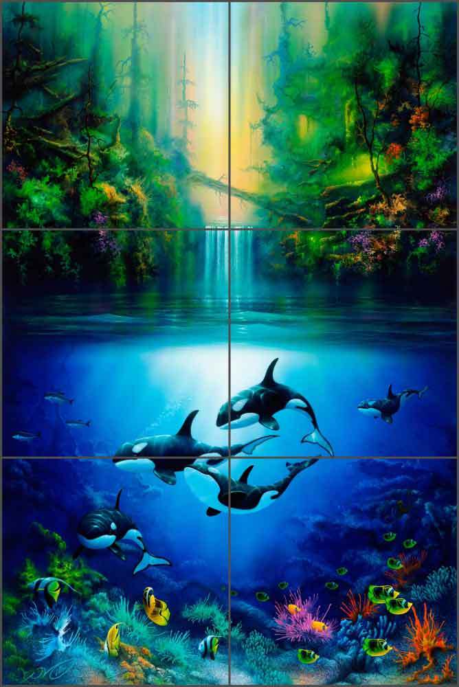 Ceramic Tile Mural Backsplash Miller Undersea Orca Whale Sea Life Art DMA2017