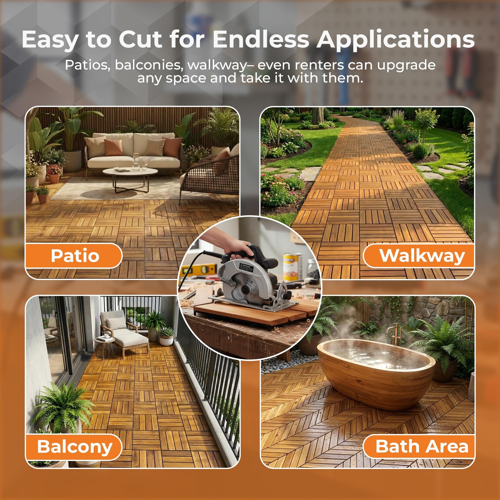 Interlocking Slat Deck Tiles, Acacia Wood Interlocking Deck Tiles – Easy Inst…