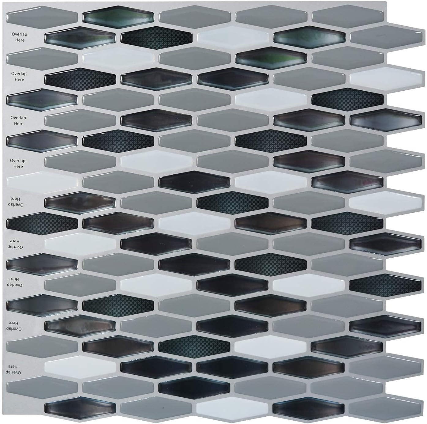 10-Sheet Peel and Stick Backsplash Tile in White Marble, Self-Adhesive Wall Tile