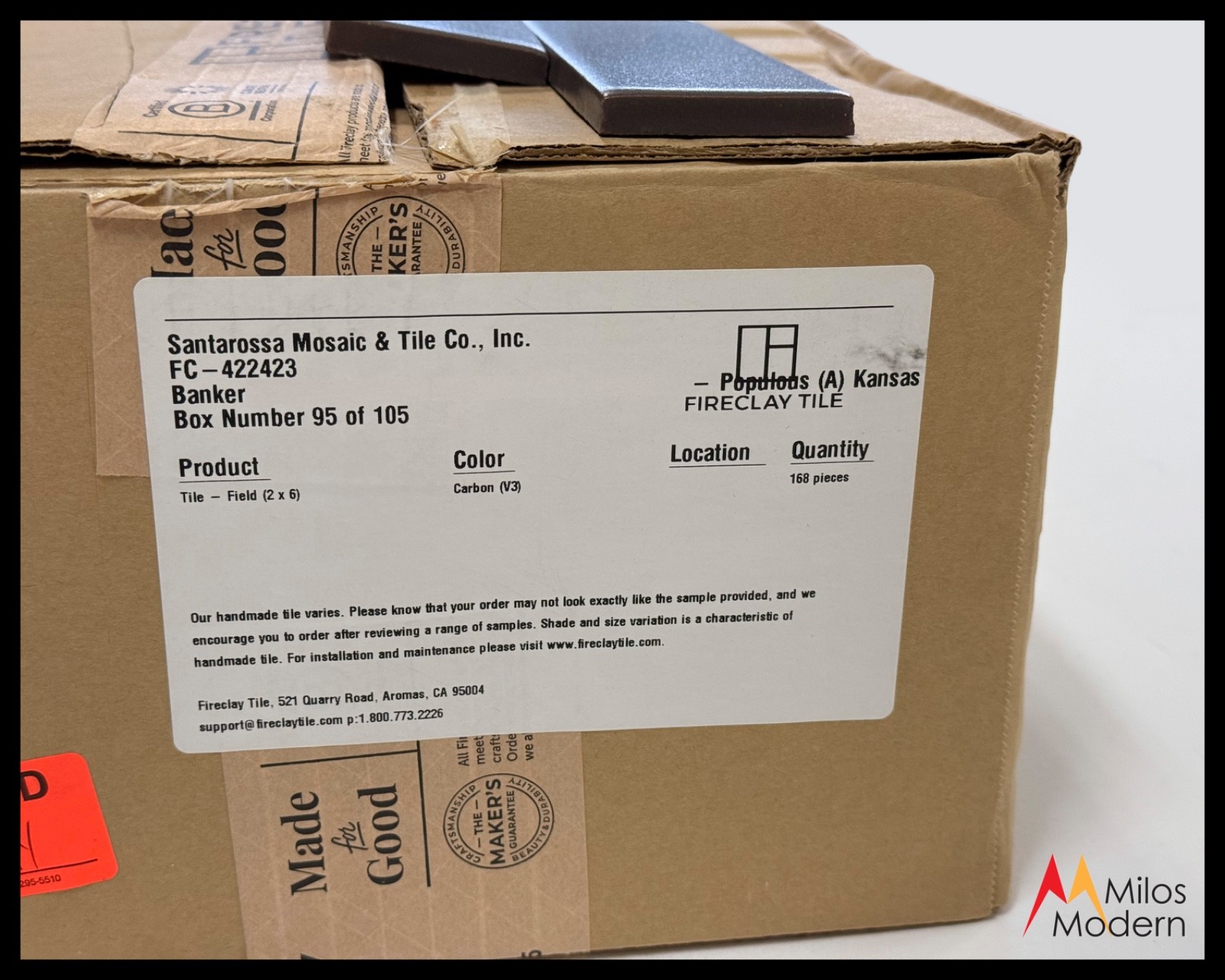 Fireclay Tile Carbon Matte 2×6 Ceramic Tile Neutral Black 168/Box 10 Box Avail.