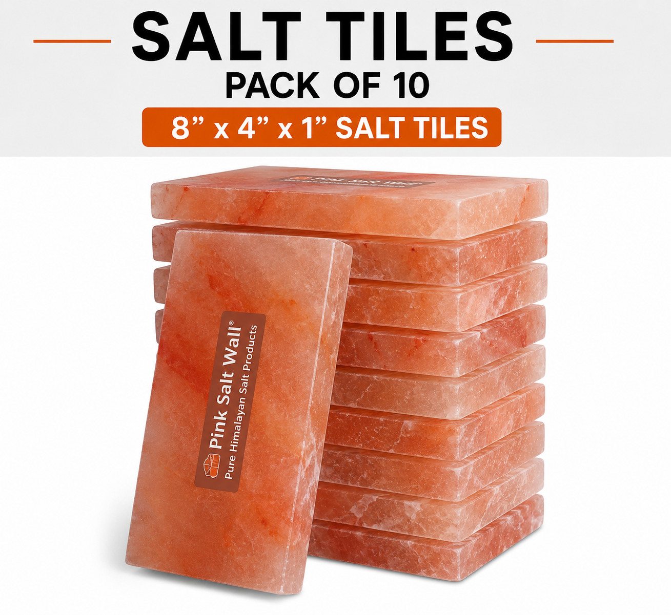 Himalayan Pink Salt Tiles Pack of 10 8x4x1 Natural Salt Wall Blocks Spa Sauna