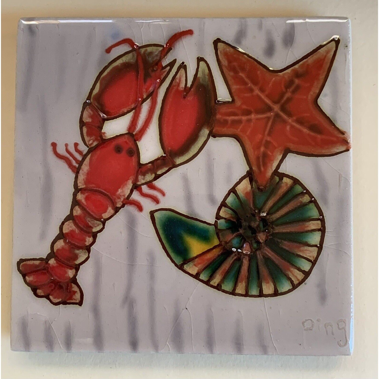 Lobster Shell Starfish Backsplash 4×4 Decorative Ceramic Wall Art Tile New Gift
