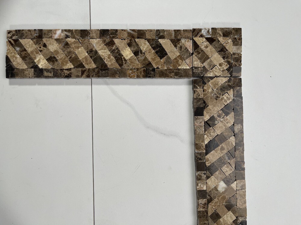 B0089CP Marble Mosaic Border Accent Tile Renaissance Emperador 2×2 Polished
