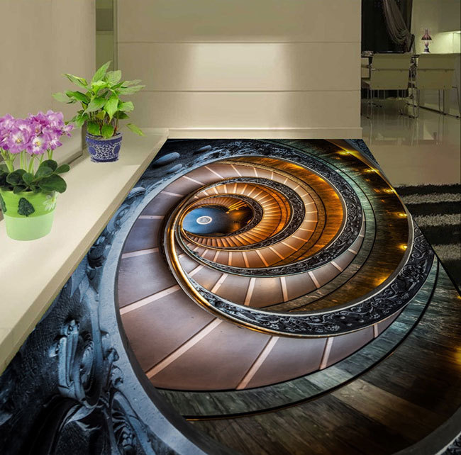 3D Amazing Spiral Stair Art Floor Mural Photo Flooring Wallpaper Home Wall Decal