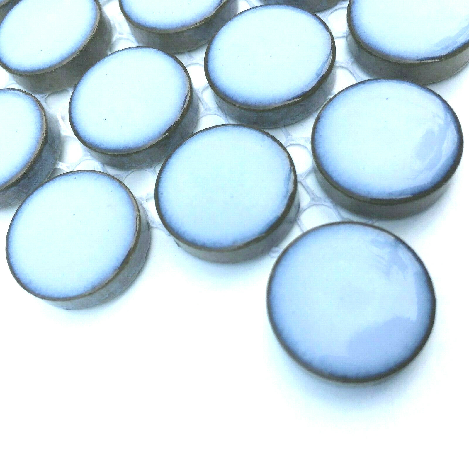 3/4 x 3/4 Penny Round Raku Style Cielo Blue Porcelain Mosaic Wall and Floor