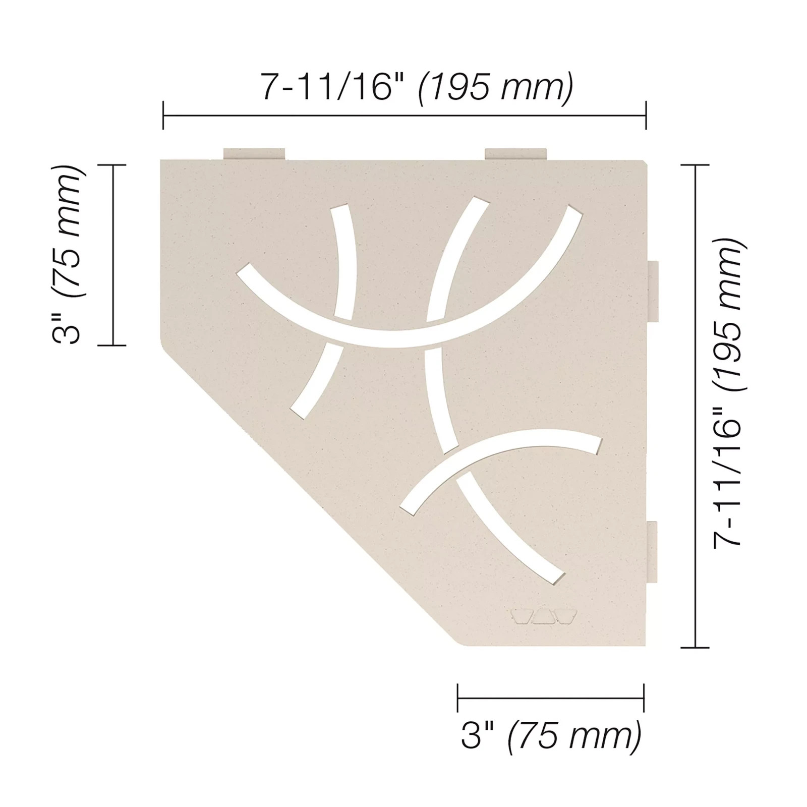 Schluter Systems Shelf Pentagonal Corner Curve Ivory SES2D6TSI