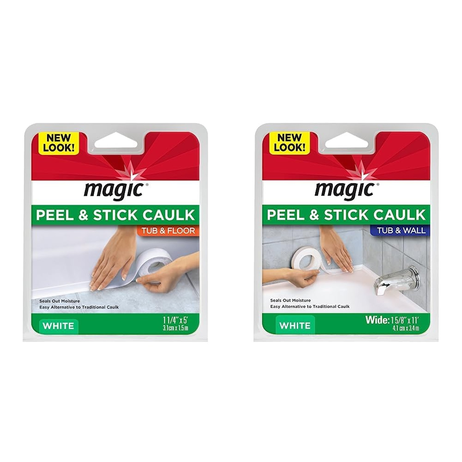 Tub/Floor Peel and Stick Caulk, 1-1/4″ x 5′ (3.1cm * 1.5m), (1 Count (Pack of…