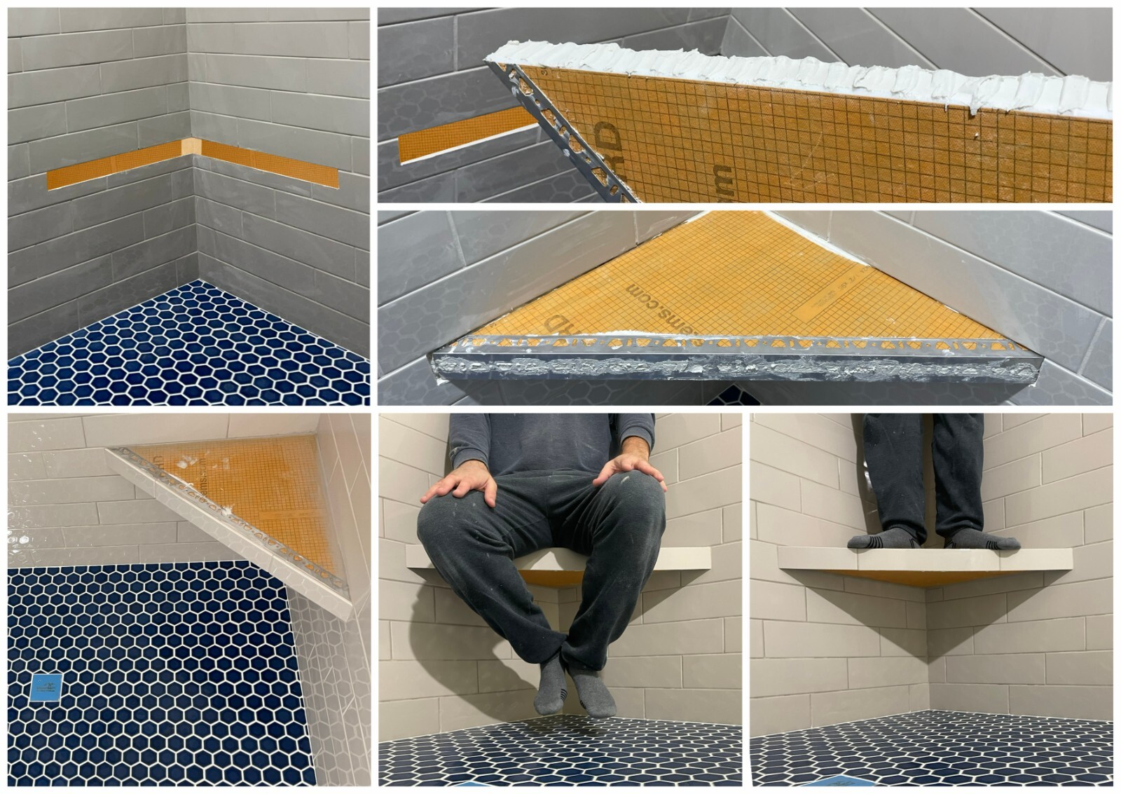 Shower Floating Bench – Schluter Kerdi-Board 2″ with Stainless Steel – Face 34in