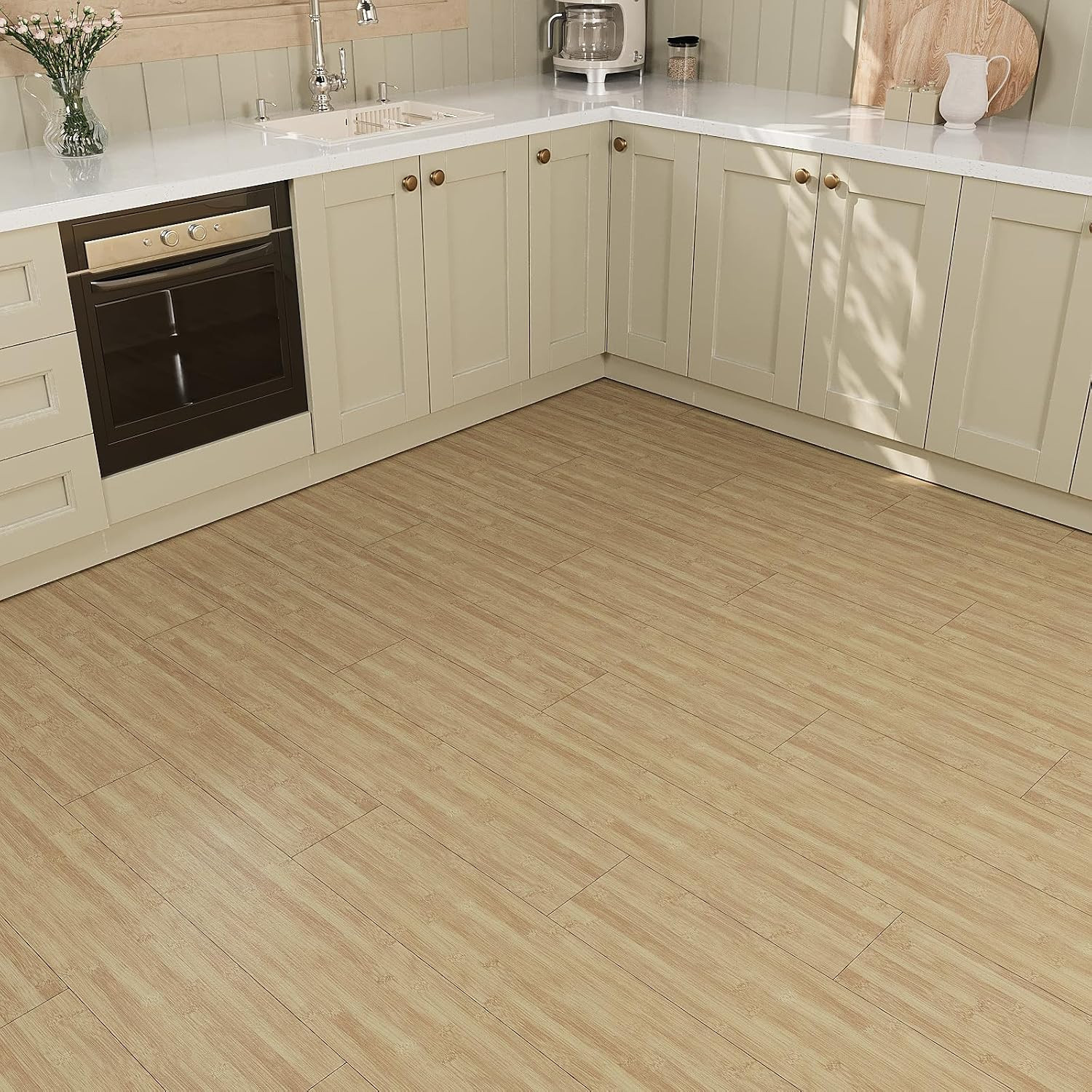 Natural Bamboo Peel and Stick Flooring Waterproof Vinyl Plank Flooring 16-Pack 2