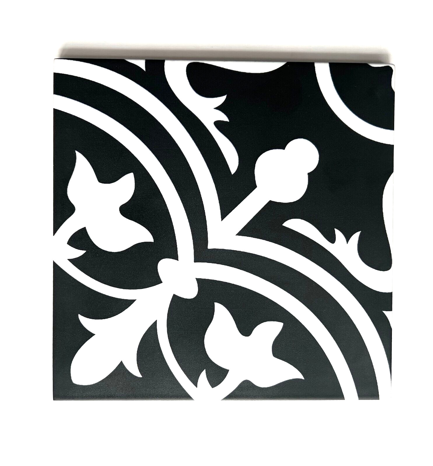 8×8 Flora Black White Reverso Porcelain Pattern Modern Floor Tile (1 PIECE)