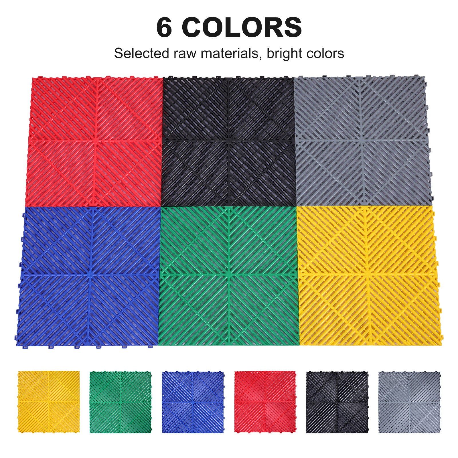 34/68Pcs Interlocking Garage Floor Tiles Vented Water Drainage 15.7″x15.7”x0.7″