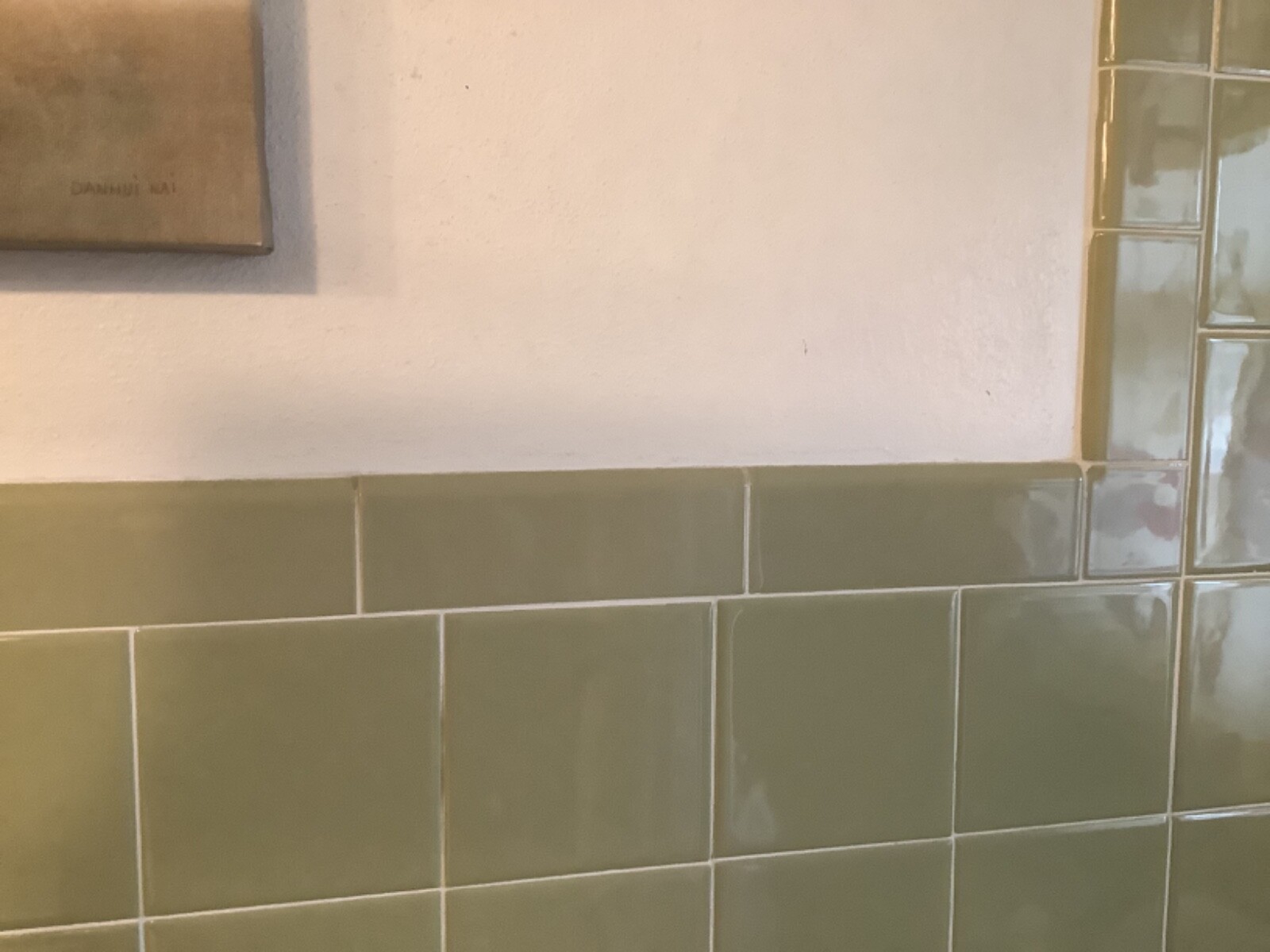 Ceramic Tile ‘Avocado-Green’ 4-5/8” Glossy (1) by Crown Tile Co.; Cleaned Used
