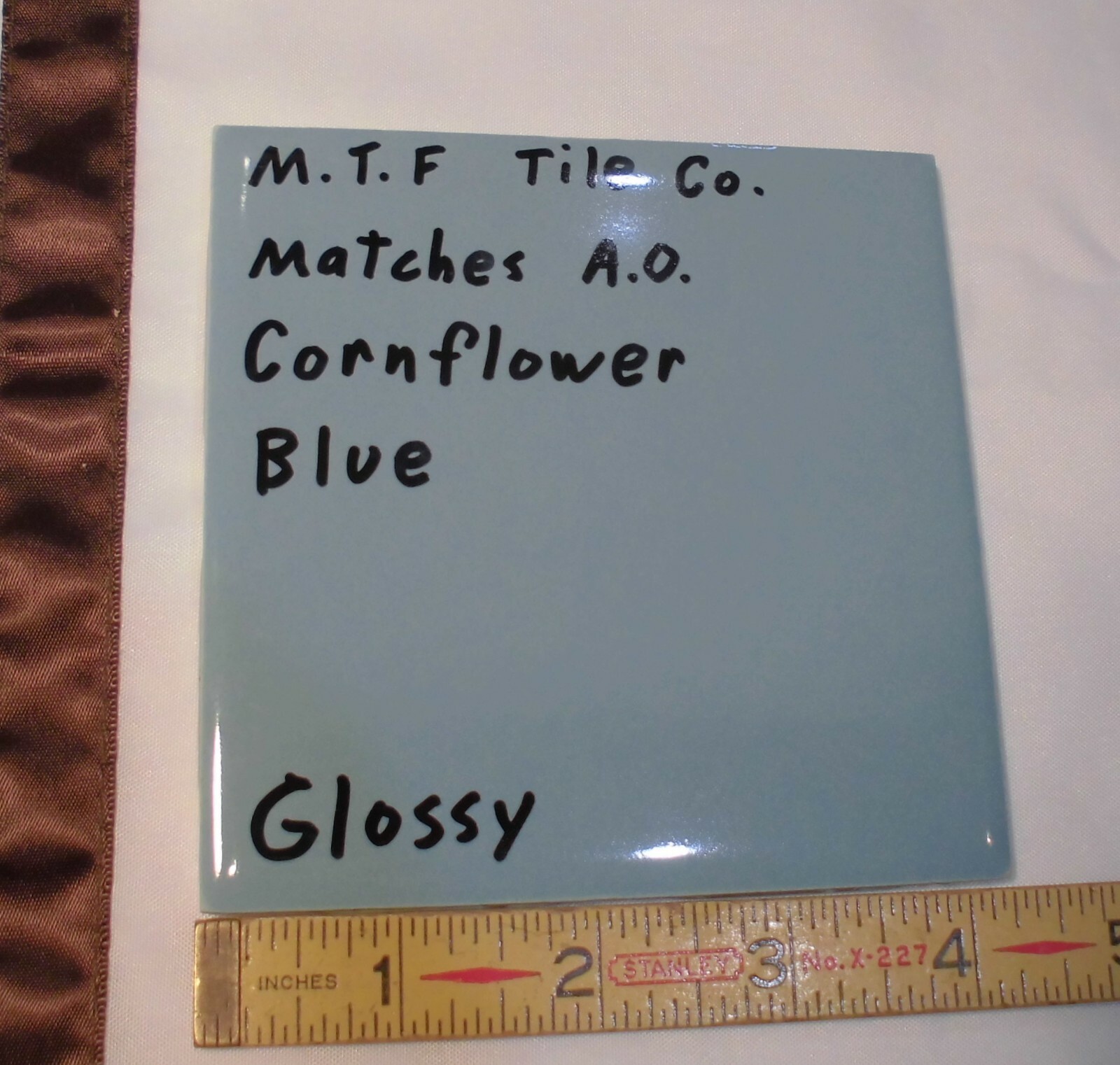 1 pc. VTG *Blue* 4-1/4″ Glossy Ceramic Tile by Monarch Co.; Match AO Cornflower