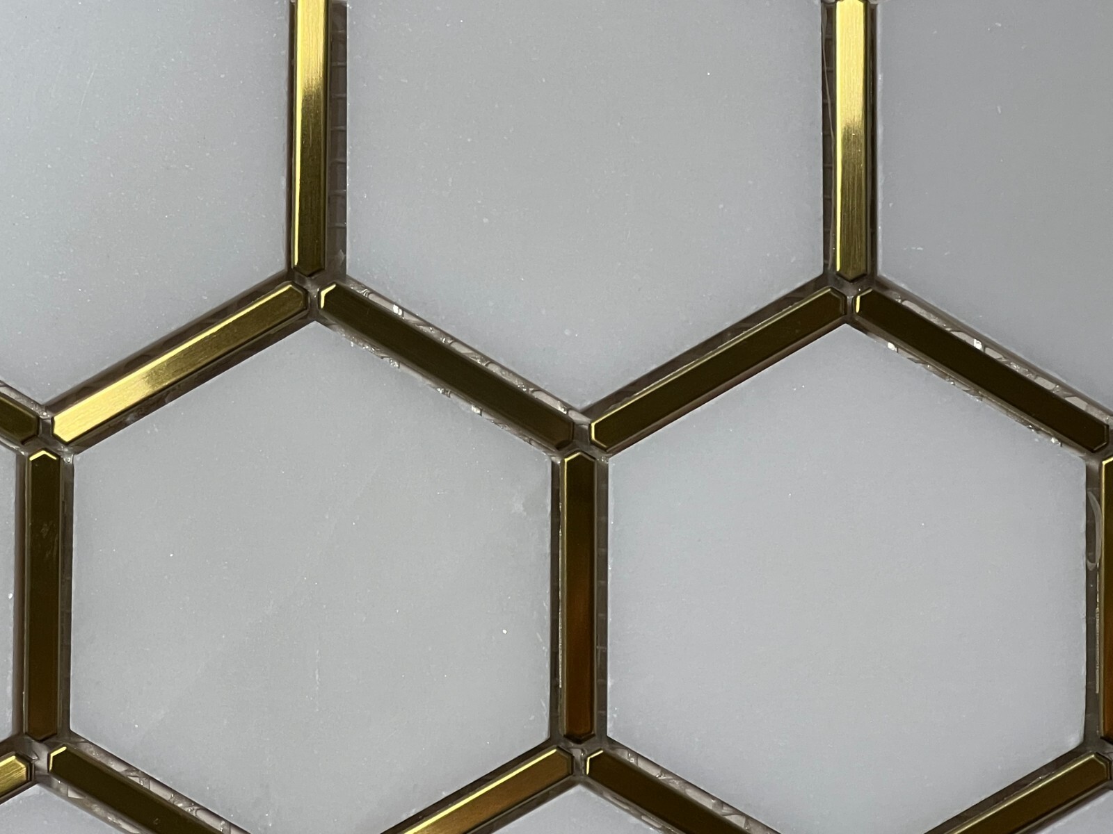 S8 Carrara White Golden Marble Hexagon Mosaic Tile Kitchen Bathroom Polished
