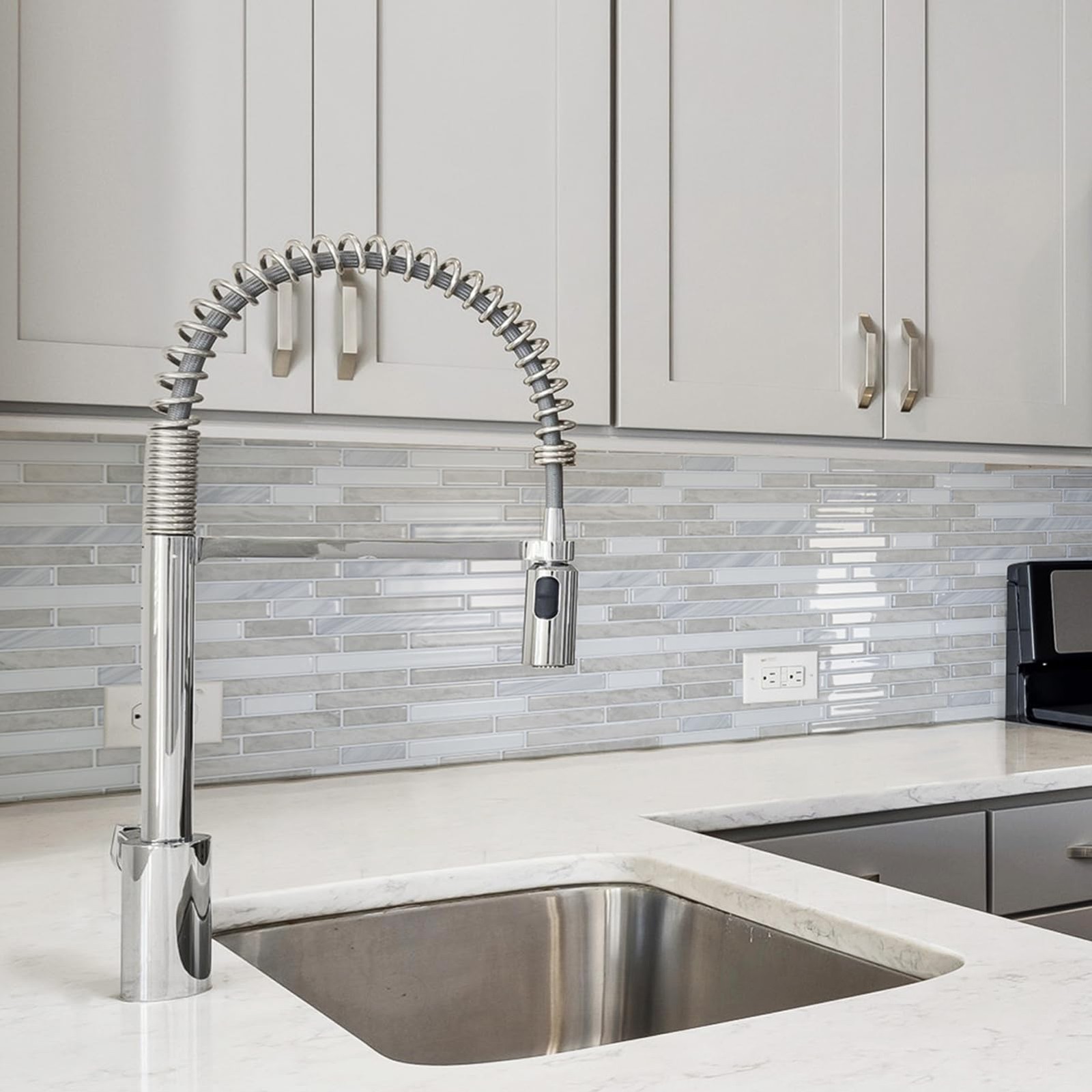 Peel and Stick Backsplash Tiles 10 Sheet Extra Thick Beige White Waterproof