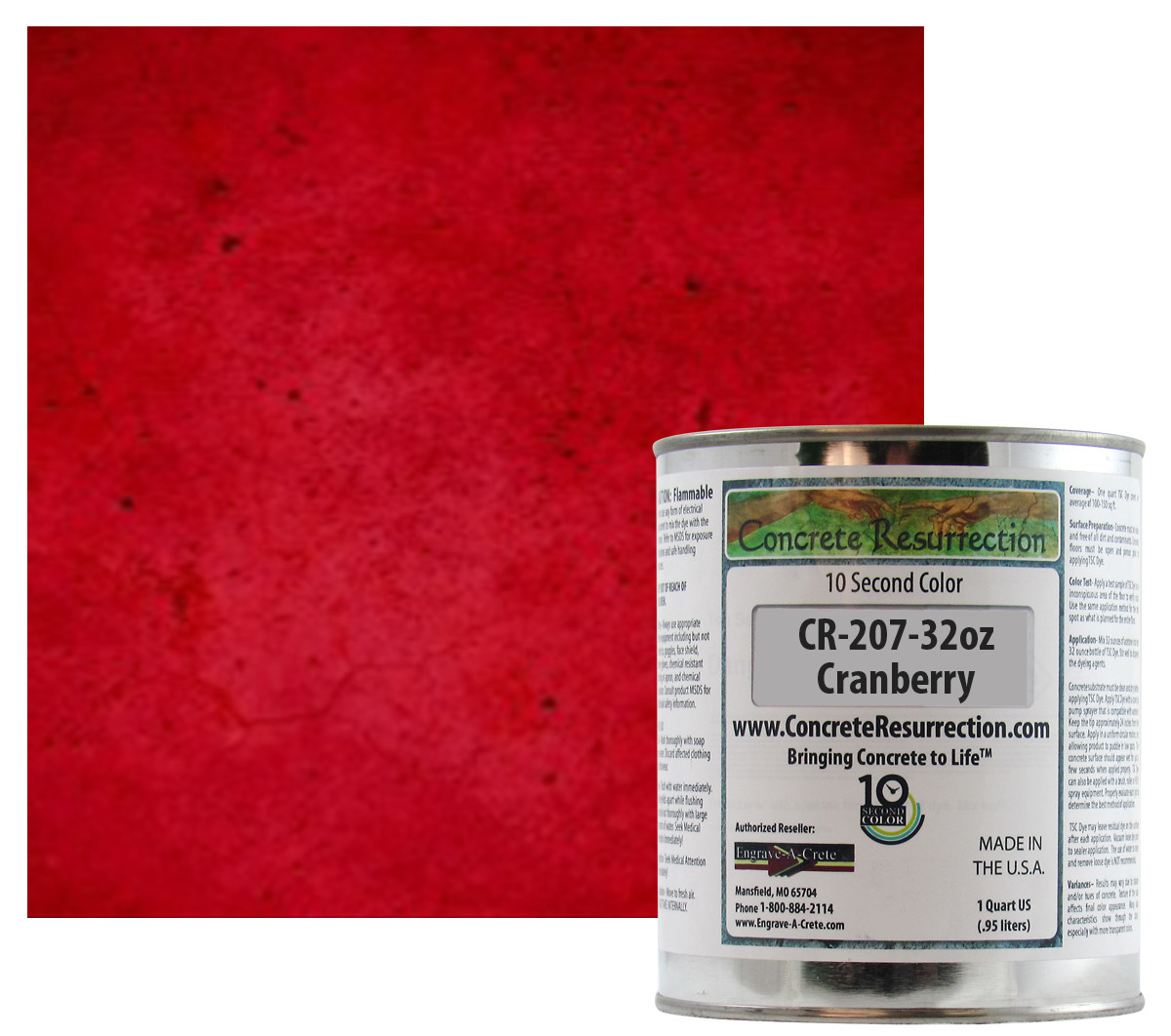 Fast Drying Concrete Stain-Professional-Easy to Use 100-150sq ft Cranberry