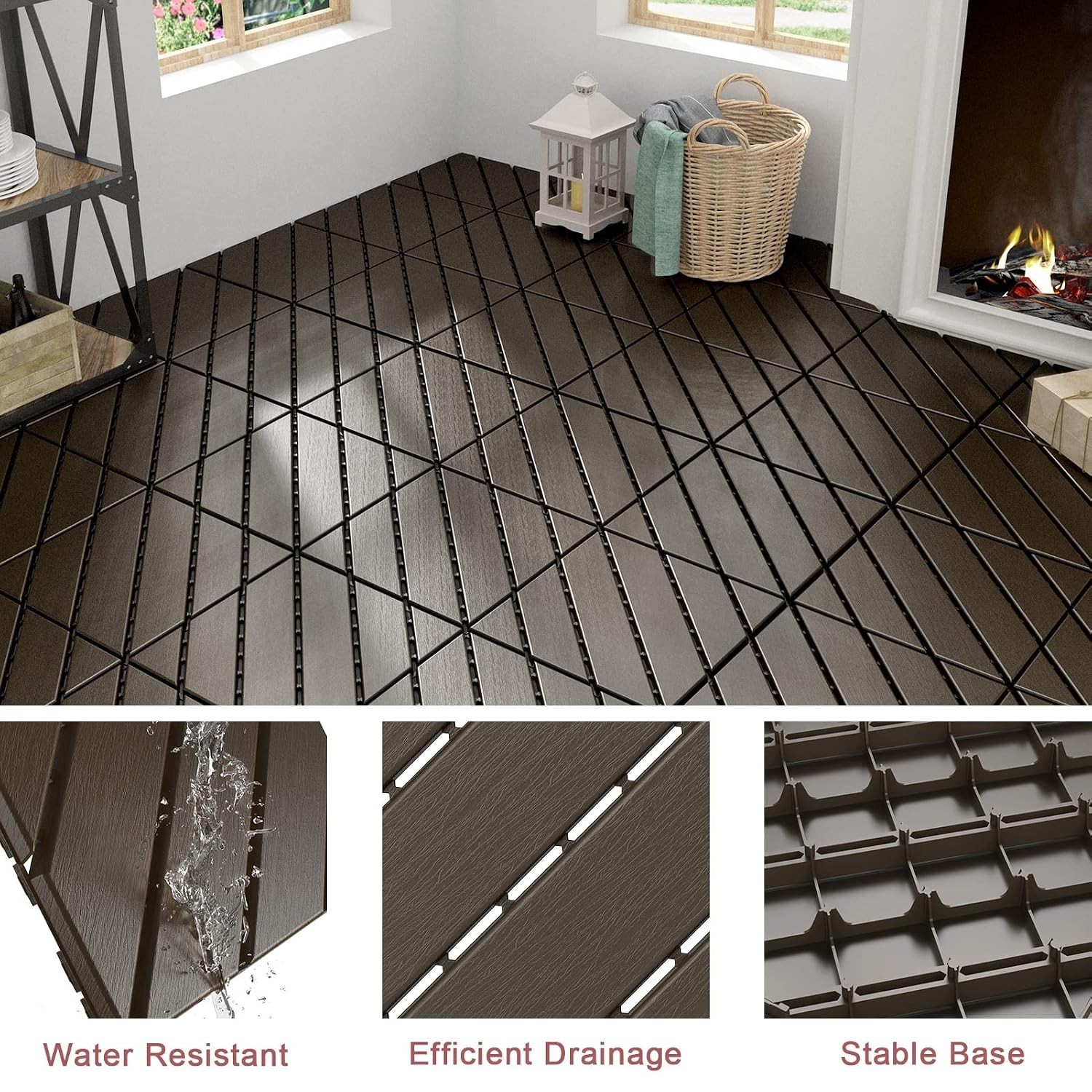 36 Pack 12″x12″ Interlocking Waterproof Deck Tiles – Non-Slip Outdoor Flooring