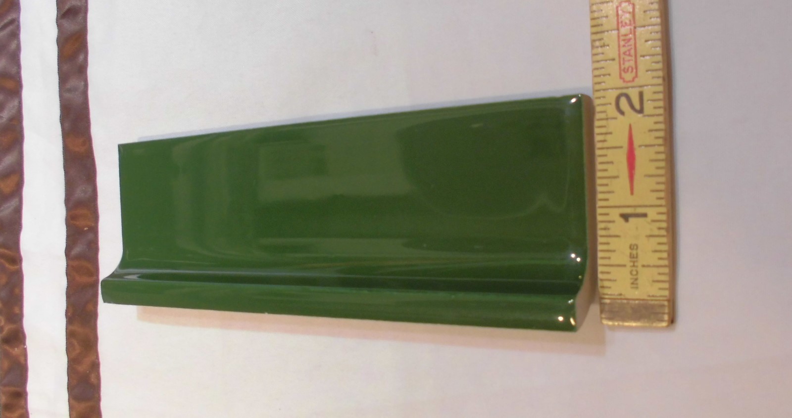 1 pc. *Forest Green* stack-on base/cove Ceramic Tile by Robertson Co. 2″ X 6″