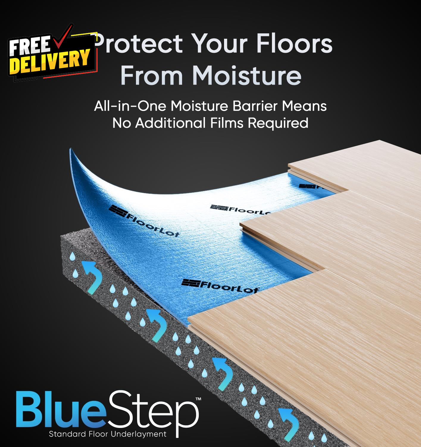 Bluestep Underlayment with Moisture Barrier for Laminate and Wood Floors
