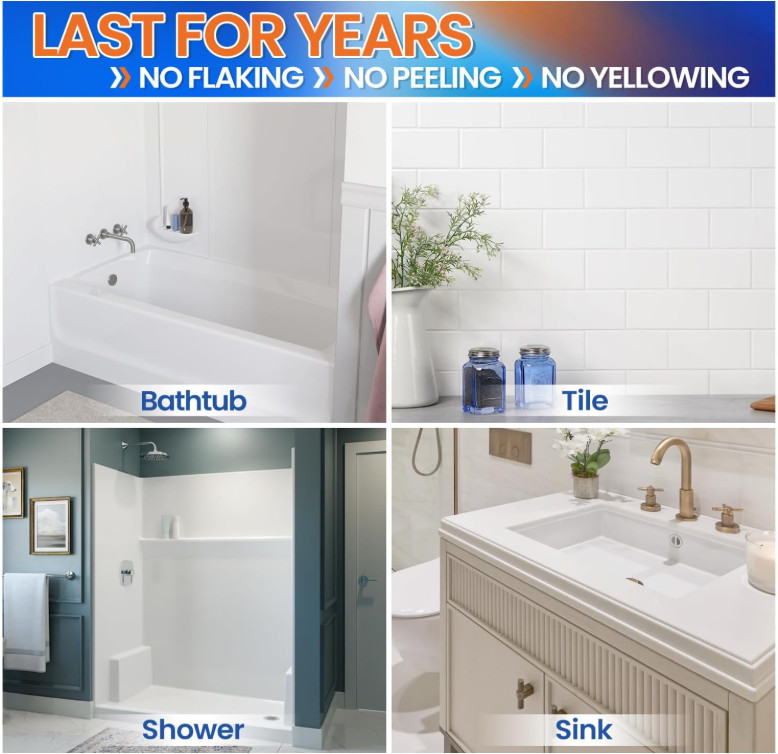 Specialty Tub and Tile Paint, Water-Based Tub and Tile Refinishing Kit with Tool