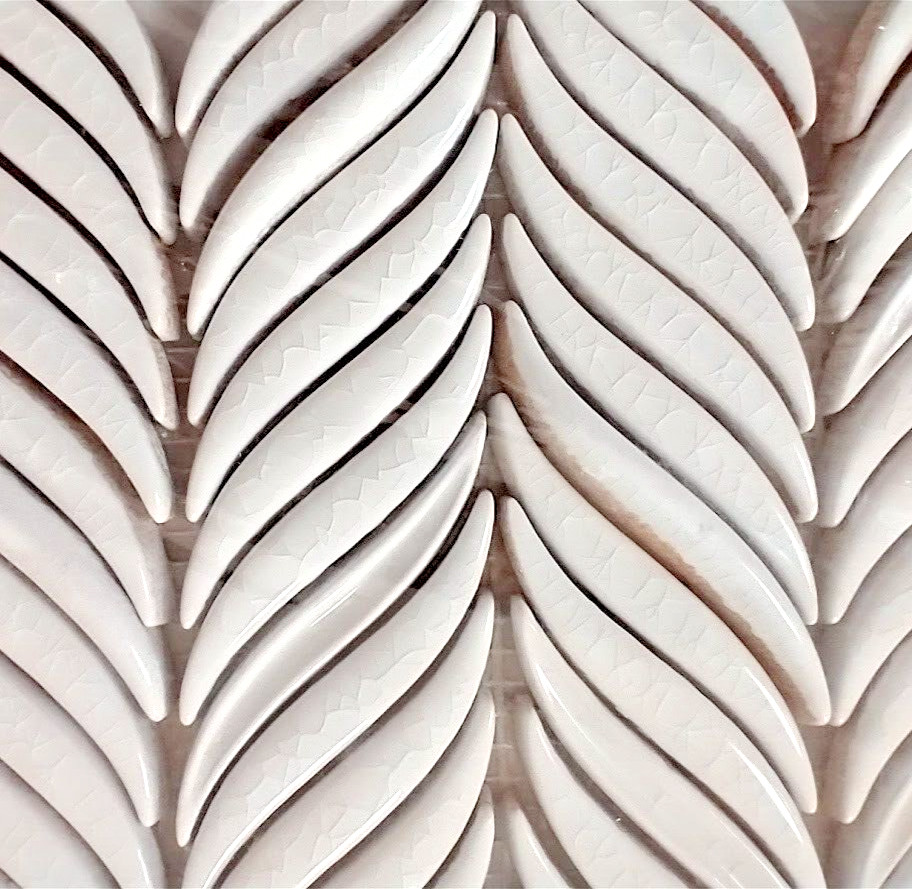 Delphi Alula Ceramic Tiles 1 x 2 Novelty Mosaic by Bond Tile Glacier White