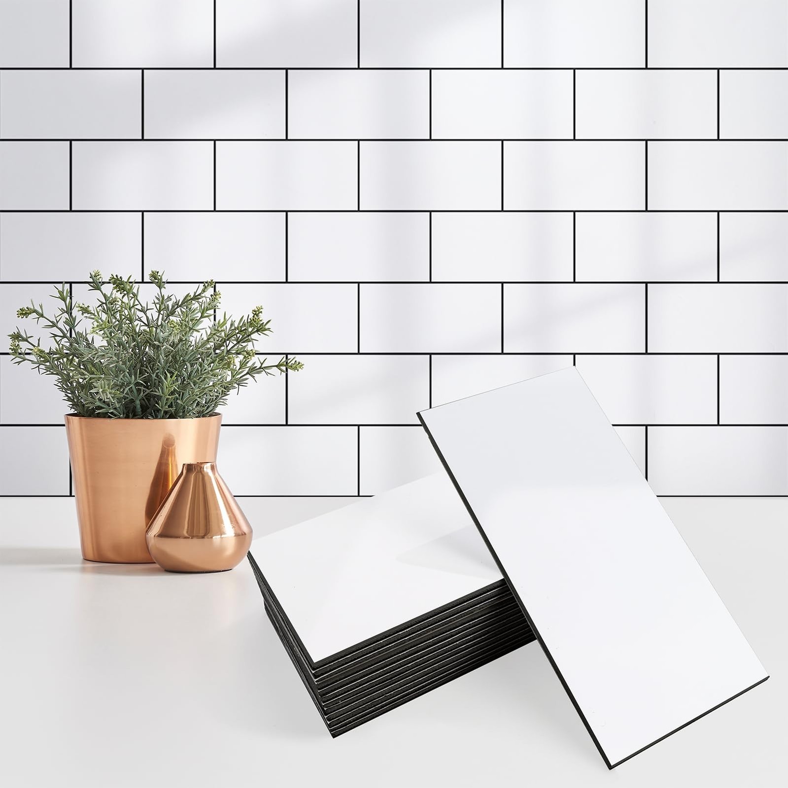 100 Pieces Peel and Stick Backsplash for Kitchen, 3″ x 6″ PVC Subway Tile 202…
