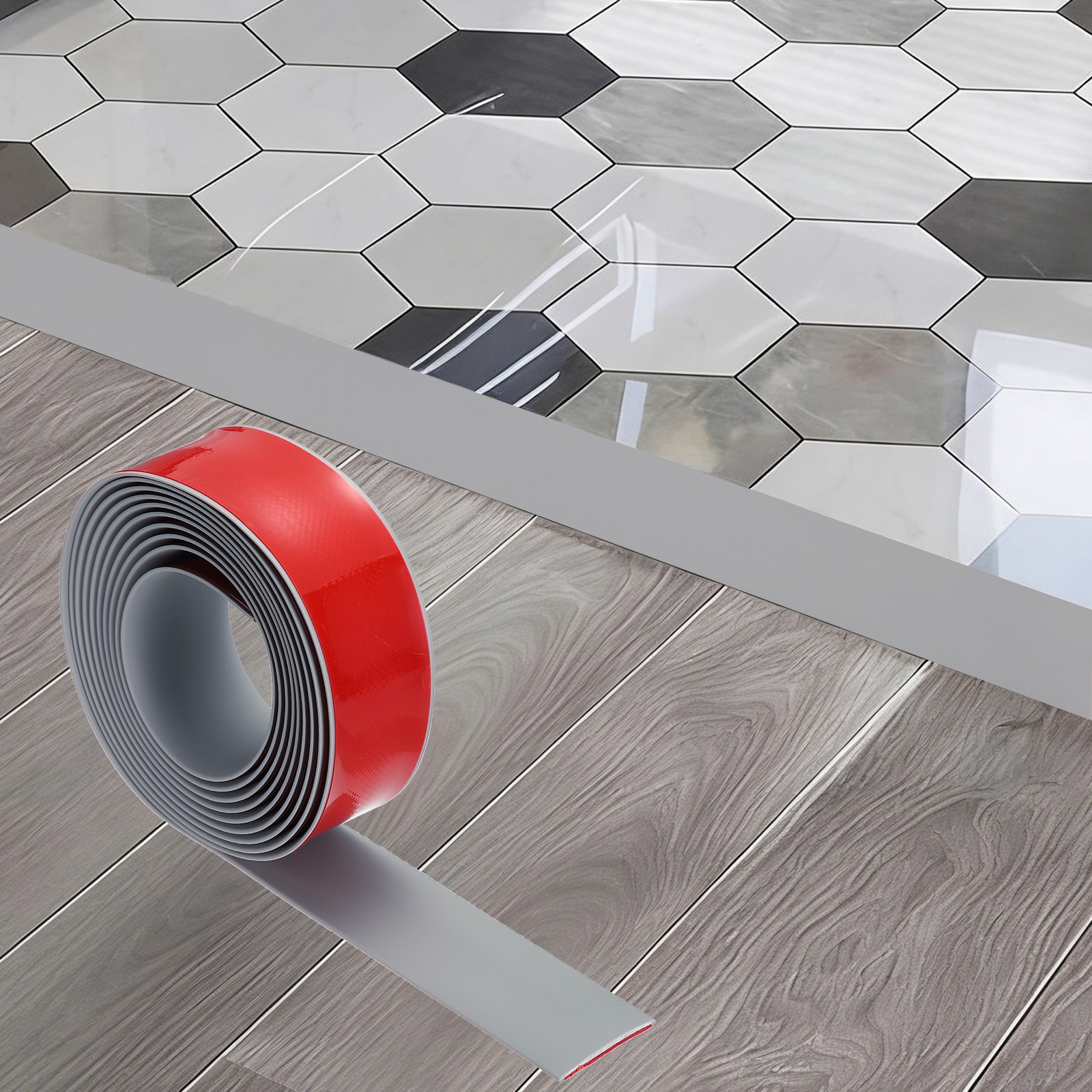 Floor Transition Strip (1.97″/ x 11.5ft) PVC Floor Strips Gray