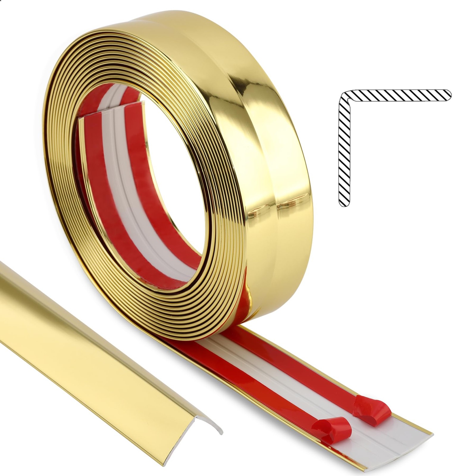Gold Peel And Stick 16.4 ft x 1.6 Inch Wall Moulding Frames For Kitchen Bathroom