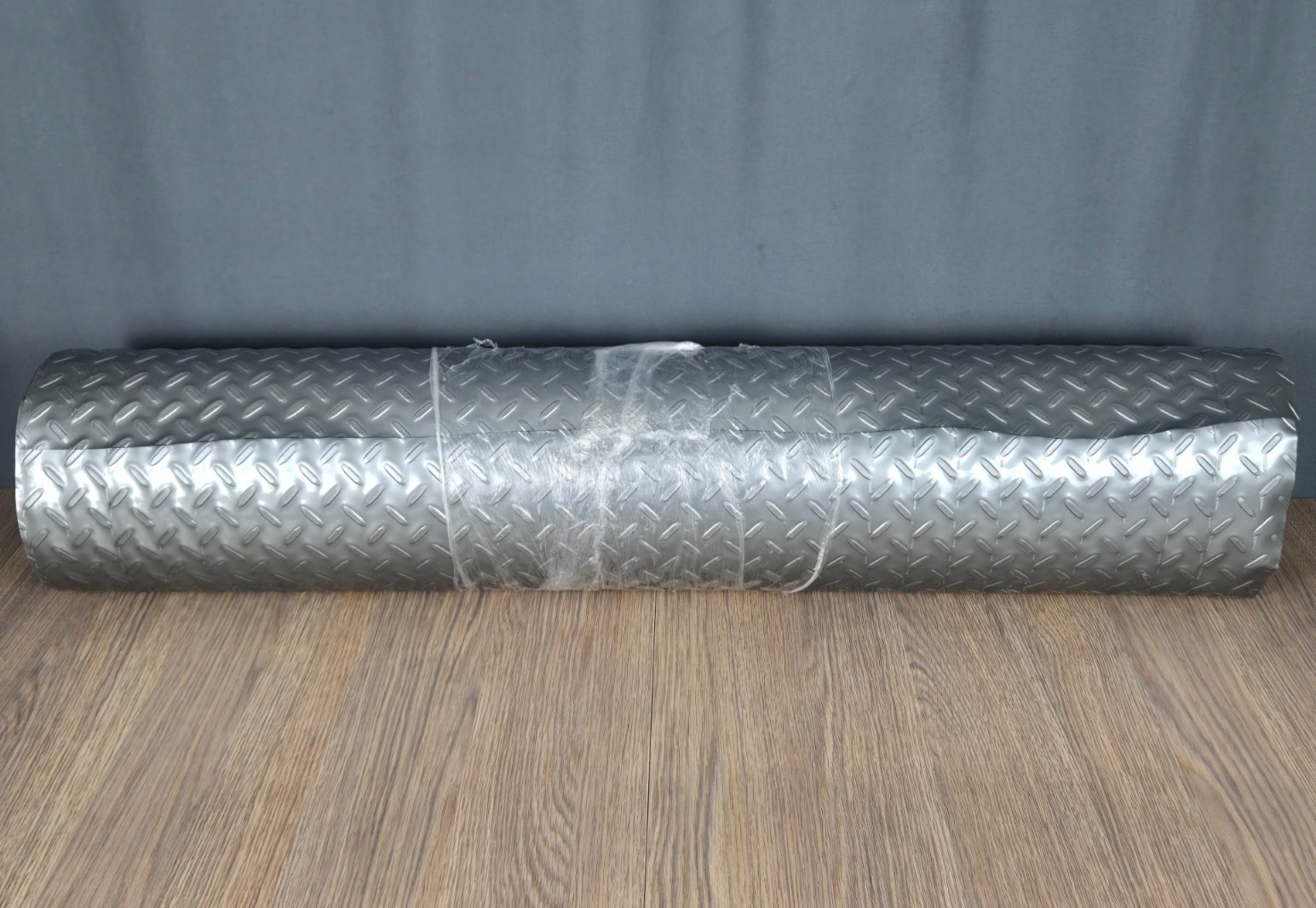Very long 36″ wide roll PVC Diamond Plate Gray garage trailer floor mat 46 lbs.