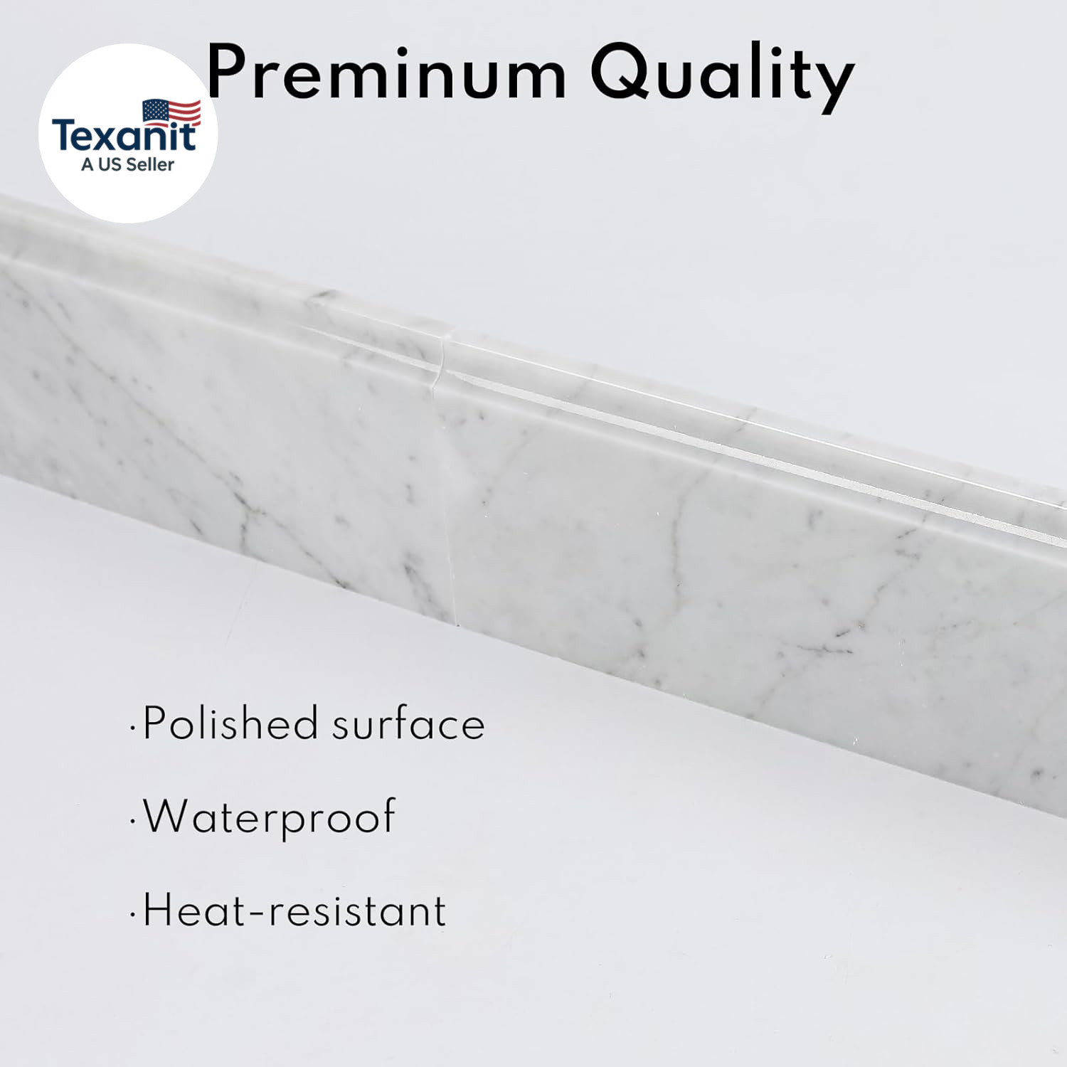 4 PCS Carrara Marble Baseboard for Kitchen Bathroom Floor Shower, White Marble T