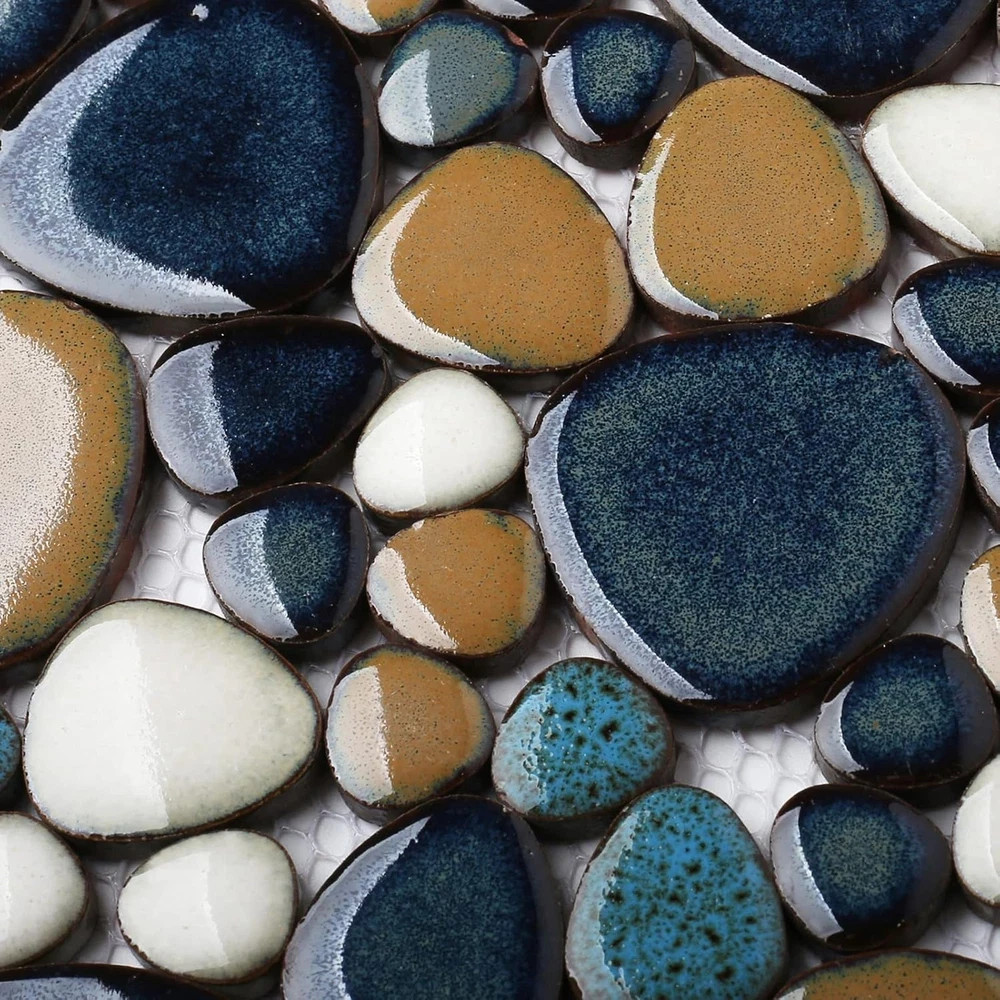 Aqua Cobalt Blue Pebble Tile for Stunning Shower Floors & Backsplashes