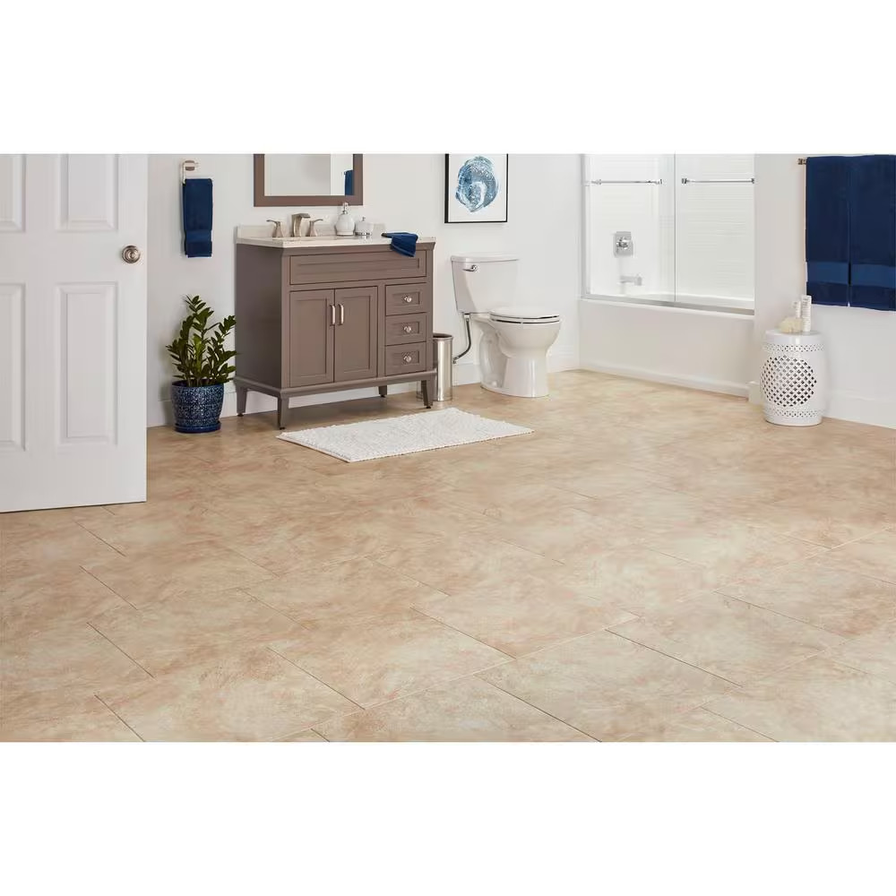 Portland Stone Beige 18 In. X 18 In. Glazed Ceramic Floor and Wall Tile (17.44 S