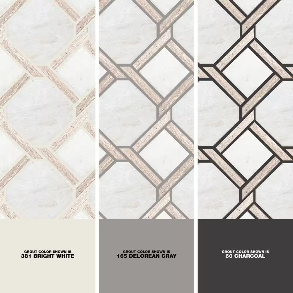 Marbella Lynx 12 In. X 12 In. Polished Marble Mesh-Mounted Mosaic Floor and Wall