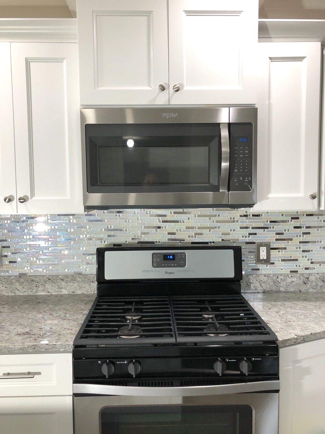 Glass Metal Tile Iridescent White Glass Silver Mirror Stainless Steel Blends …