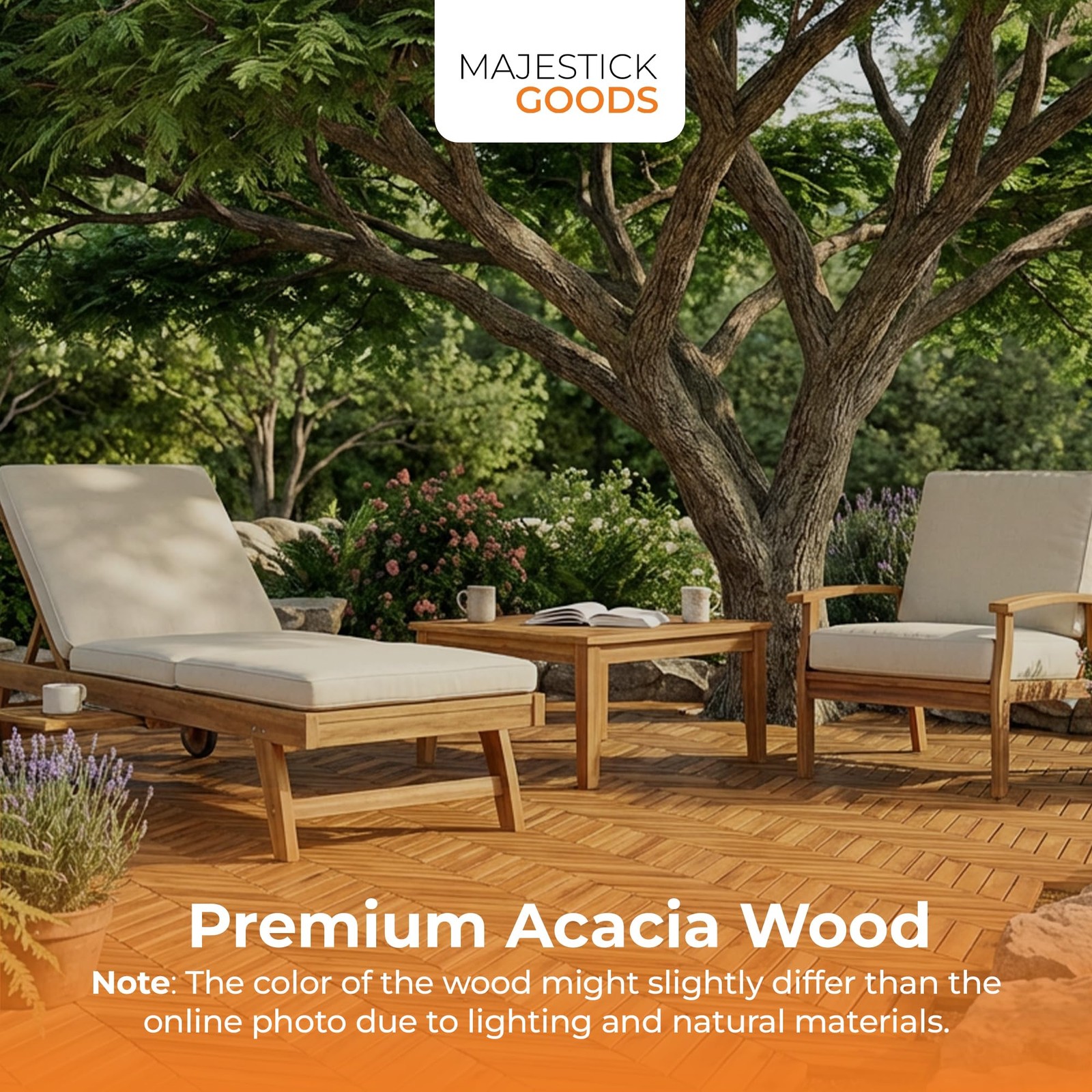 Majestick Goods Interlocking Deck Tiles 12″x8″ Herringbone 18 Sq Ft Acacia W…