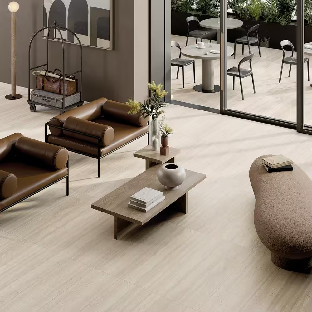 Sensi Roma 48 In. X 48 In. Ivory Porcelain Tile (31.01 Sq. Ft./Case)