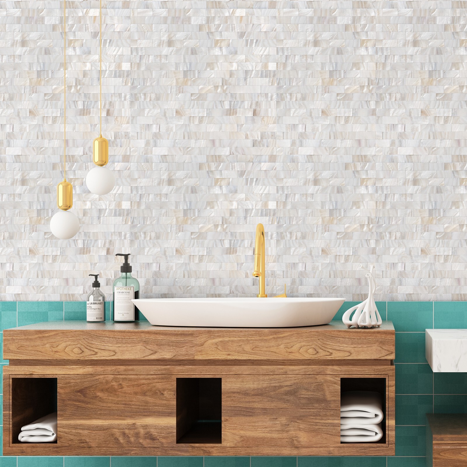 Mother of Pearl Shell Mosaic Tile for Kitchen Backsplash/Bathroom Tile, 6sheets